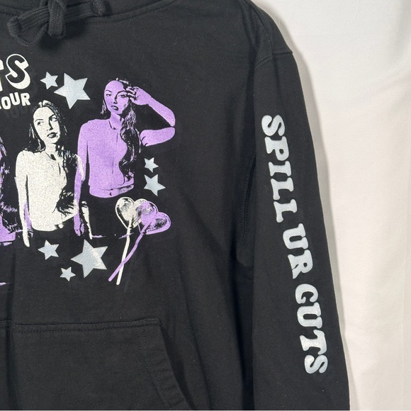 Olivia Rodrigo GUTS Tour Merch Hoodie Black Purple Graphic Spill Ur Guts Small - Picture 7 of 12